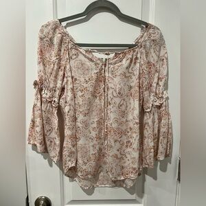 Floral Paisley Women's Top - Cream and Brown